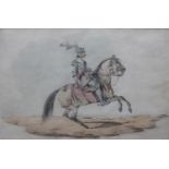 HENRY THOMAS ALKEN (1785-1851) A WARRIOR MOUNTED ON AN ARAB HORSE Watercolour and pencil 18.5 x 28.