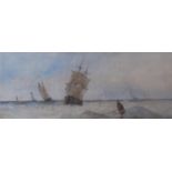 CHARLES BENTLEY (1806-1854) MARINE SCENE Watercolour 9.5 x 24cm. ++ Generally good; needs a light