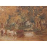 ROBERT HILLS (1799-1864) CATTLE WATERING AT A SHADY COUNTRY POOL Signed and dated indistinctly (1821