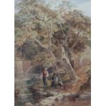 SAMUEL AUSTIN (1796-1834) THE YOUTHFUL ANGLERS Watercolour 30 x 22cm. Provenance: Painswick, Heather