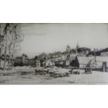 •MALCOLM OSBORNE, CBE, RA (1880-1963) SEMUR EN AUXOIS Etching with drypoint, 1937, signed 20 x 36.