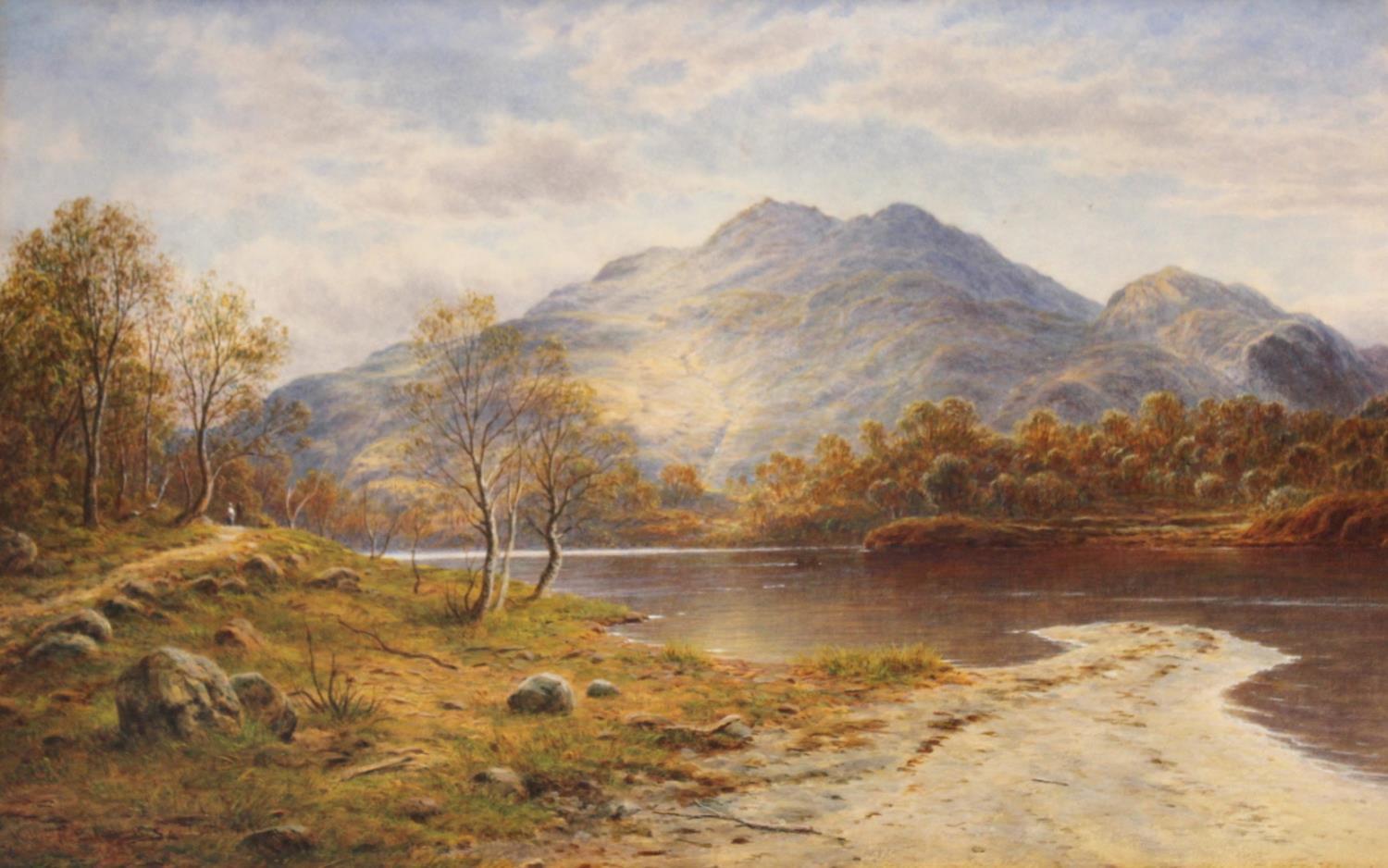 WALLER HUGH PATON, RSA (1828-1895) LOCH SCENE WITH DISTANT HILLS Signed and indistinctly dated