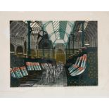 •EDWARD BAWDEN, CBE, RA (1903-1989) THE FLORAL HALL, COVENT GARDEN Colour linocut, 1967, signed