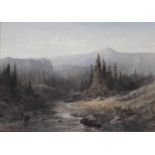 CANADIAN SCHOOL (?), Circa 1900 IN THE ROCKIES Signed indistinctly, titled verso, watercolour and