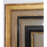 THREE FRAMES FOR DRAWINGS OR WATERCOLOURS with varieties of black and gilt decoration To fit 39.5