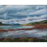 •ANNE CUMMING (Contemporary) VIEW FROM DANA, MULL OF KINTYRE Signed with initials, oil on canvas