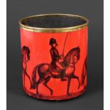 VINTAGE FORNASETTI PAPER BIN the cylindrical bin with a lithographed repeating design of a soldier