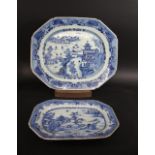 18THC CHINESE EXPORT BLUE & WHITE PLATTER a large blue and white octagonal platter, the centre