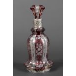 LARGE SILVER MOUNTED BOHEMIAN GLASS DECANTER & STOPPER a large decanter with a bell shaped fluted