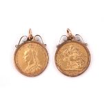 A GOLD SOVEREIGN 1891, in 9ct gold pendant mount, total weight 9.2 grams
