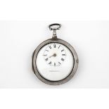 AN 18TH CENTURY SILVER PAIR CASED POCKET WATCH the offset white enamel dial signed William Matthews,