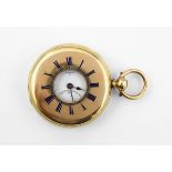 AN 18CT GOLD HALF HUNTING CASED POCKET WATCH BY S. RUBINSTEIN, LONDON W the signed white enamel dial