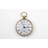 A 18CT GOLD OPEN FACED POCKET WATCH the white enamel dial signed Improved Patent Lever, with black