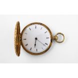 A FRENCH EARLY 19TH CENTURY FULL HUNTING CASED POCKET WATCH the white enamel dial with black Roman