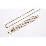 A 9CT GOLD OVAL LINK BRACELET with padlock clasp, each link marked for 9ct gold, 19cm long, 11.7