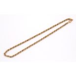 A 14CT TWO COLOUR GOLD ROPE LINK NECKLACE 40cm long, 17.2 grams
