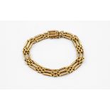 AN 18CT GOLD GATE LINK BRACELET with concealed clasp, 20cm long, 24 grams