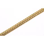 A 9CT GOLD FANCY LINK BRACELET with concealed clasp, 18.5cm long, 20.7 grams