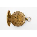 AN 18CT GOLD FULL HUNTING CASED POCKET WATCH the gold foliate dial signed Barwise, London, with