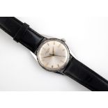 A GENTLEMAN'S STAINLESS STEEL WRISTWATCH BY LONGINES the signed circular dial with baton numerals,
