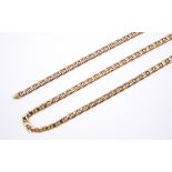 A 9CT GOLD FLAT FANCY CURB LINK NECKLACE 45.5cm long, together with a matching 9ct gold bracelet,