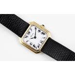 A LADY'S 18CT GOLD WRISTWATCH BY ASPREY the signed square-shaped dial with Roman numerals,