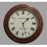 A VICTORIAN MAHOGANY FRAMED WALL CLOCK, the 11" dial inscribed T Haycock & Son, Ashborne, on a