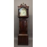 A 19TH CENTURY MAHOGANY LONGCASE CLOCK, the 12" cream painted dial with date aperture and seconds