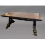 A 19TH CENTURY ROSEWOOD LIBRARY TABLE, the moulded top with gadrooned edges above a carved frieze