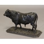 AFTER PIERRE JULES MENE, a patinated cast iron study of a bull, modelled standing on a