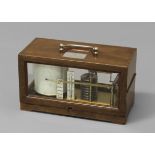 A FRENCH MAHOGANY CASED BAROGRAPH, brass-mounted with silvered bellow ivory and centigrade