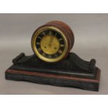 A VICTORIAN SLATE AND RED MARBLE MANTEL CLOCK, the slate chapter ring signed John Walker, Regent St,