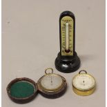 A 19TH CENTURY POCKET COMPENSATED BAROMETER, the silvered dial signed J.Hicks, Maker London, 5394,