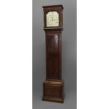 A GEORGE III MAHOGANY LONGCASE CLOCK, the 9 1/2" silvered dial with subsidiary seconds and strike/