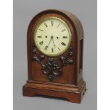 AN EARLY 19TH CENTURY MAHOGANY BRACKET CLOCK, the 7 1/2" dial on a brass eight day fusee movement