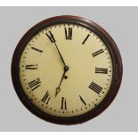 A 19TH CENTURY MAHOGANY WALL CLOCK, the 12" cream painted dial on an eight day chain driven fusee
