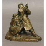 A HOLLOW CAST BRONZE GROUP, depicting three early firefighters, height 15cm