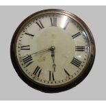 A 19TH CENTURY MAHOGANY WALL CLOCK, the 11 1/2" dial on a brass fusee movement, with pendulum and