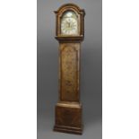 A WALNUT LONGCASE CLOCK, late 18th or early 19th century, the 11 1/2" dial with silvered chapter