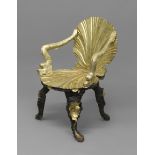 A 19TH CENTURY VENETIAN GROTTO CHAIR, attributed to Pauly et Cie, parcel gilt and silvered