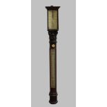A VICTORIAN MAHOGANY STICK BAROMETER by Lilley & Son, London, the two dials both signed, on a
