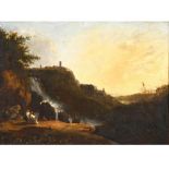 RICHARD WILSON, RA (1714-1782). After. TIVOLI: CASCATELLE AND THE `VILLA OF MAECENAS`. Oil on canvas