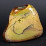 PETER LAYTON (B 1937) - CONTEMPORARY GLASS VASE. (d) A glass tear drop shaped vase with small