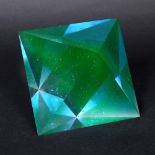 STEPAN PALA (CZECHOSLOVAKIA B 1944) - OCTAHEDRON, COLOURED GLASS SCULPTURE. A green coloured glass
