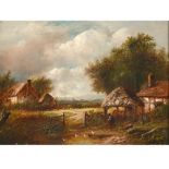 JOSEPH THORS (C.1835-1920). A SMALL FARMSTEAD. Signed, oil on canvas , 29 x 39.5cm. * Period gilt