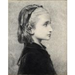 EDWARD CLIFFORD (1844-1907). Follower of. PORTRAIT STUDY OF A GIRL. Charcoal , 25 x 20cm.