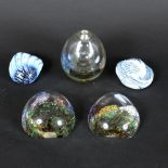 PETER LAYTON (B 1937) - GLASS PAPERWEIGHTS. Two small Glacier style paperweights by Peter Layton (