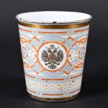 RUSSIAN ENAMEL COMMEMORATIVE BEAKER - TSAR NICHOLAS II. An enamel painted beaker made in 1896 for