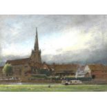 ALBERT GOODWIN, RWS (1845-1932). ABINGDON. Signed, inscribed with title, watercolour and pastel with