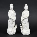 PAIR OF CHINESE BLANC DE CHINE FIGURES. 20thc, a pair of blanc de chine figures of Guanyin, each
